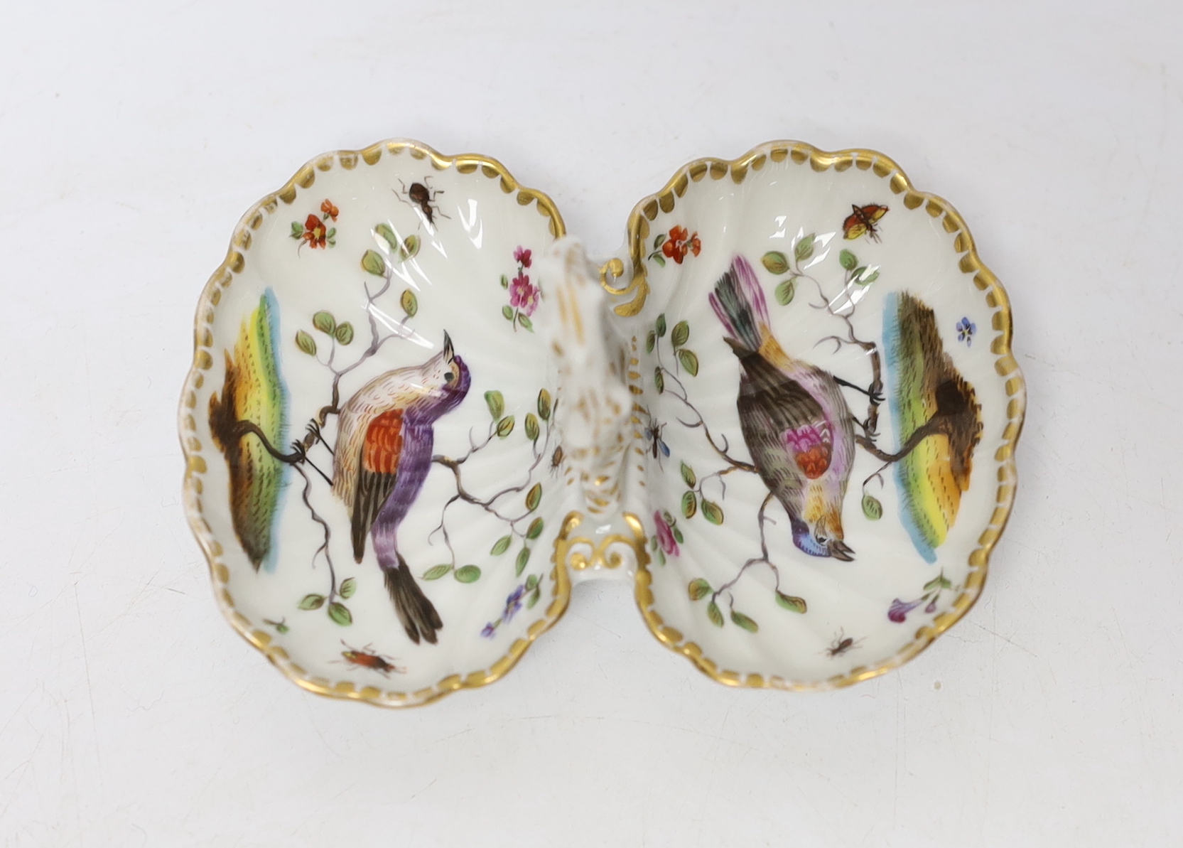 A small 19th century Meissen double shell dish, diameter 11cm